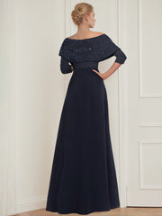 3/4 Sleeves Appliques Mother of the Bride Pantsuits Off-the-Shoulder with Belt