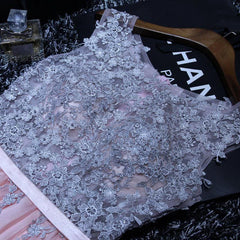 A Line Sleeveless Chiffon Long Appliqued Prom Dress Pink Formal Dresses