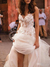 A Line Wedding Dresses Sleeveless Floor Length Beaded Sweetheart Bridal Gowns