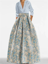 3/4 Sleeve Shirt Collar A-Line Mother of the Bride & Groom Dress with Printed Floral