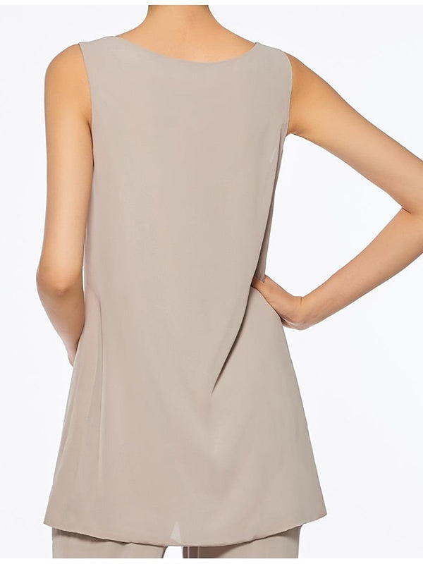 3/4 Sleeves Chiffon Ankle-Length Mother of the Bride Pantsuits with Jacket