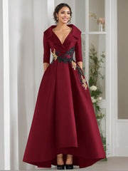 3/4 Sleeves Beading V-Neck A-Line Princess Mother of the Bride Dress with Appliques