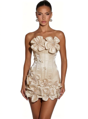 3D Floral Corset Strapless Mini Homecoming Dress with Crystal