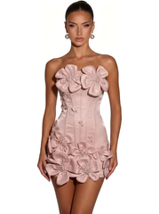 3D Floral Corset Strapless Mini Homecoming Dress with Crystal