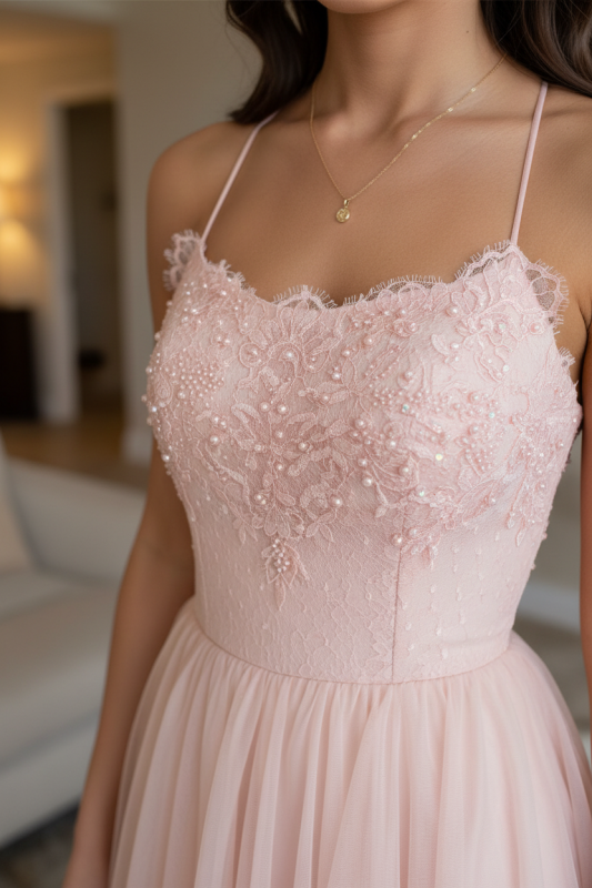 A Line Backless Pink Lace Long Prom Dresses Sleeveless Formal Evening Dresses