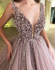 A-line Elegant Sparkly Gorgeous Princess Gown Stunning Tulle Prom Dresses