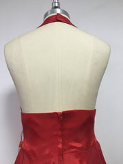 A-Line Halter Sleeveless Red Side Split Prom Dress