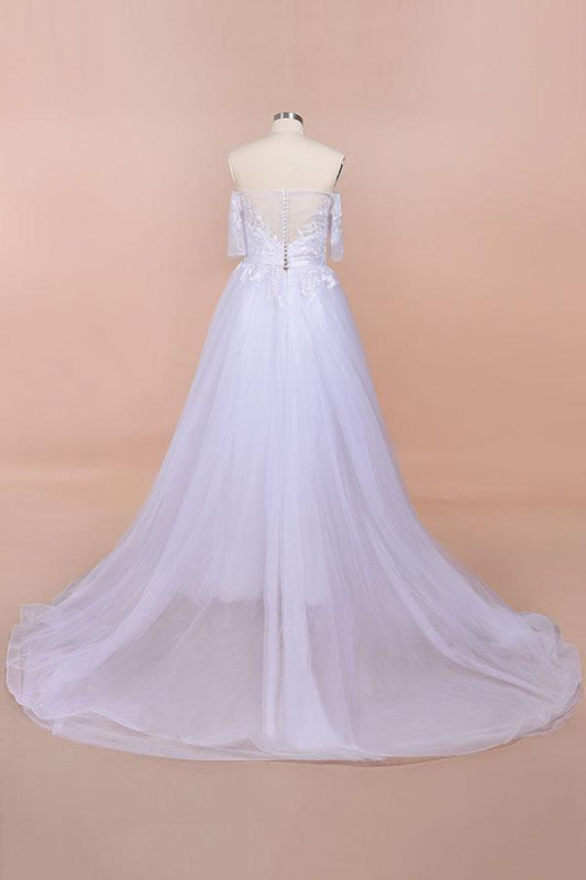 A-line Off-the-shoulder Appliques Wedding Dress