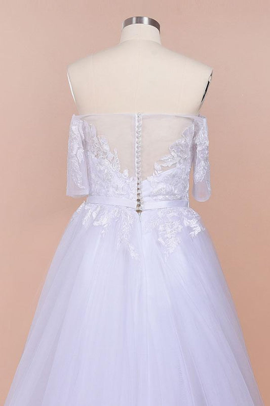 A-line Off-the-shoulder Appliques Wedding Dress