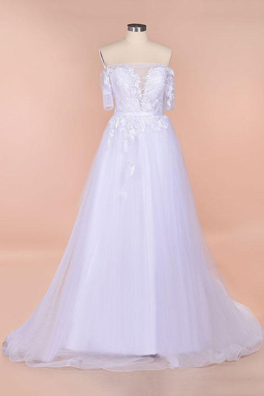 A-line Off-the-shoulder Appliques Wedding Dress