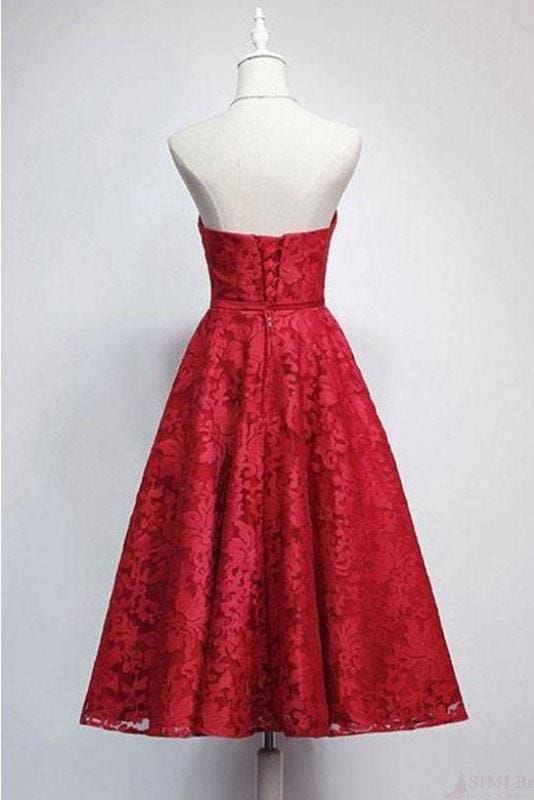 A Line Sweetheart Ankle Length Homecoming Dress Lace Prom Dresses