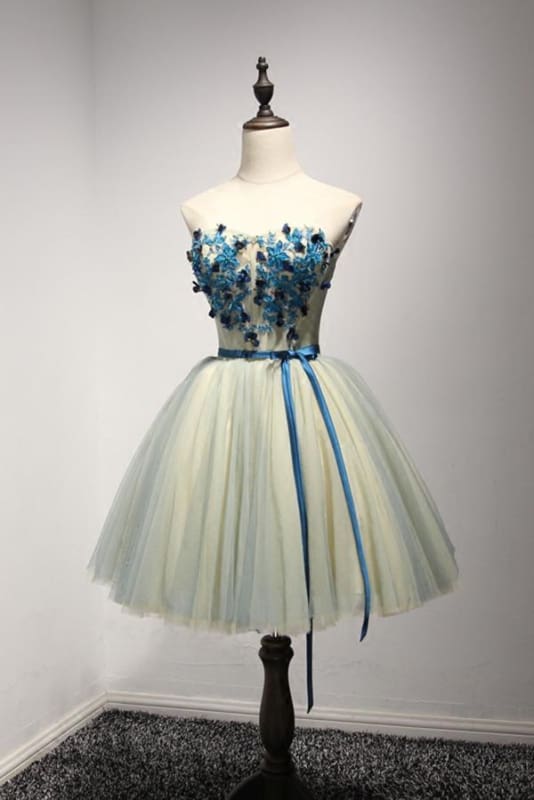 A Line Sweetheart Cute Homecoming Appliques Mini Short Dress with Belt