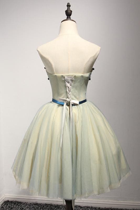 A Line Sweetheart Cute Homecoming Appliques Mini Short Dress with Belt
