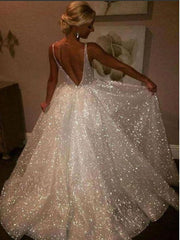 A Line V Neck Ivory Lace Wedding Dress Ivory V Neck Lace Prom Formal Dress