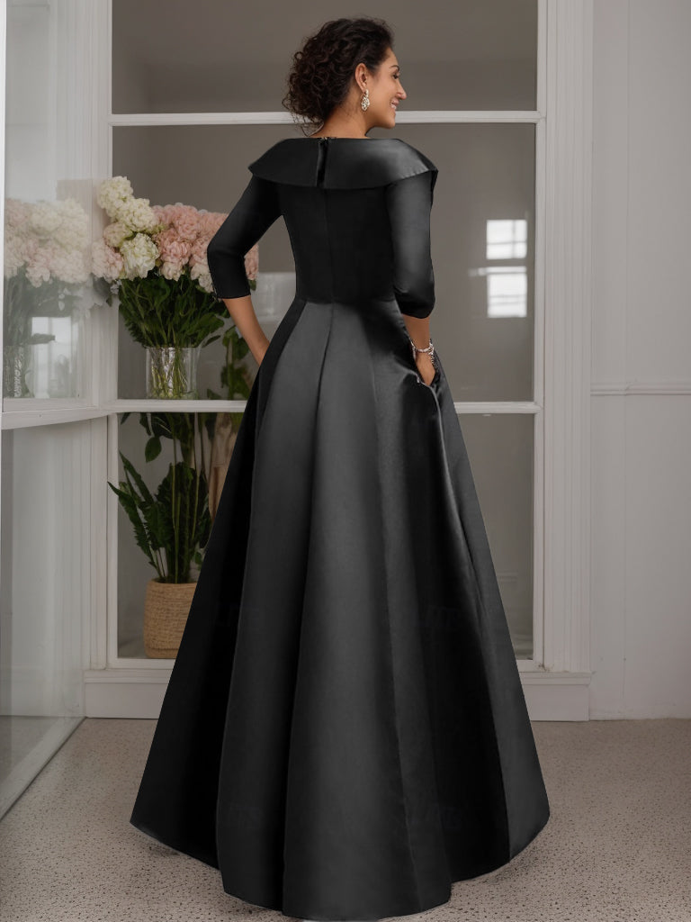 3/4 Sleeves Beading V-Neck A-Line Princess Mother of the Bride Dress with Appliques